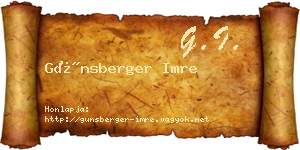 Günsberger Imre névjegykártya